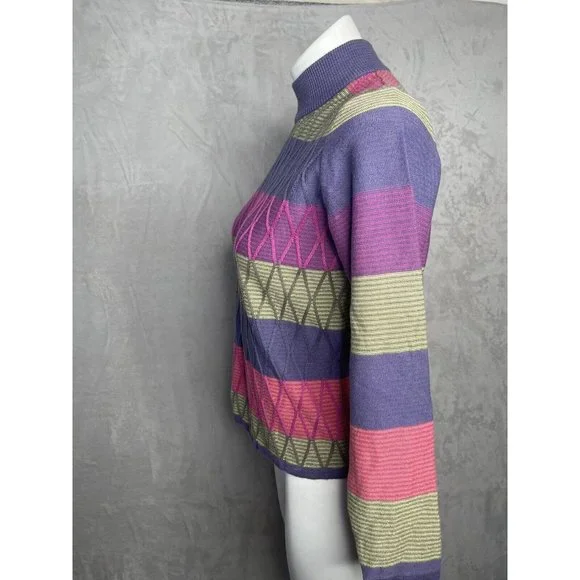 KORET Petites sweater sz P Long Sleeve Mock Turtleneck Multi Color - Picture 3 of 8